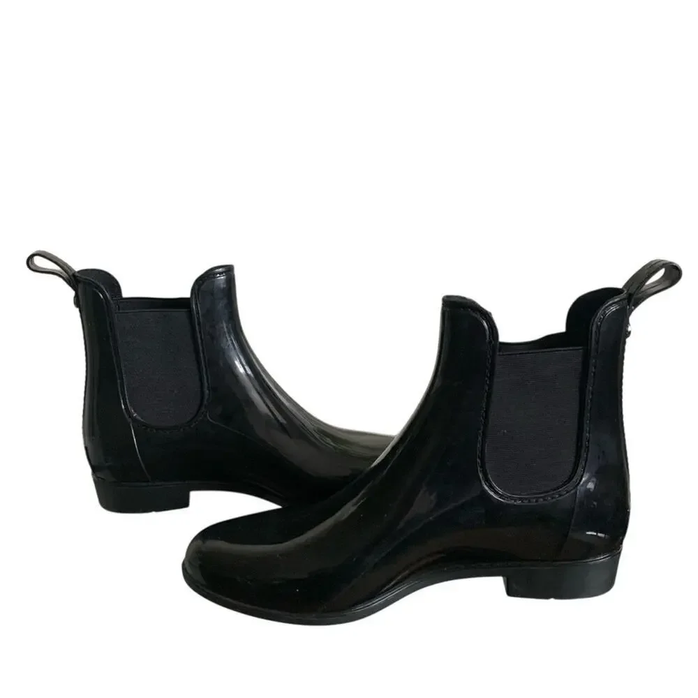 Marc Fisher Women's Black Rainy2 Chelsea Rain Boots Size 8 Minimal Classic